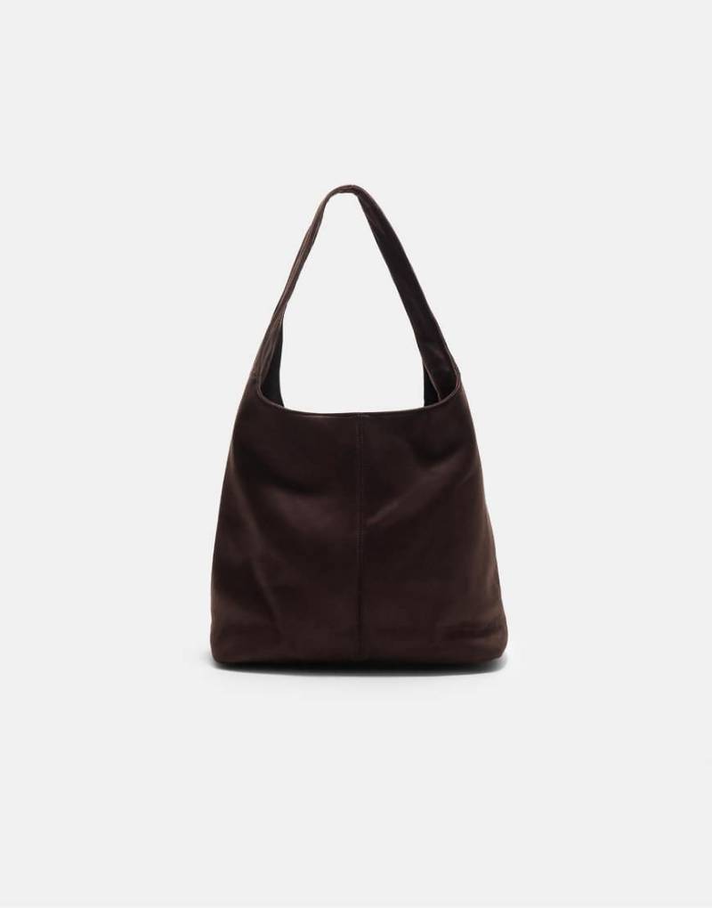 Stradivarius - Schultertasche aus Wildlederimitat in Braun-Brown von Stradivarius