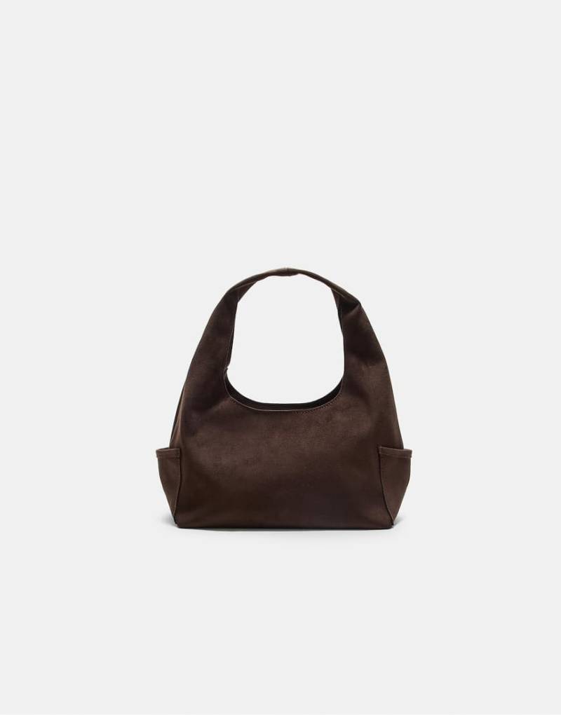 Stradivarius - Schultertasche aus Wildlederimitat in Braun mit Taschen-Brown von Stradivarius