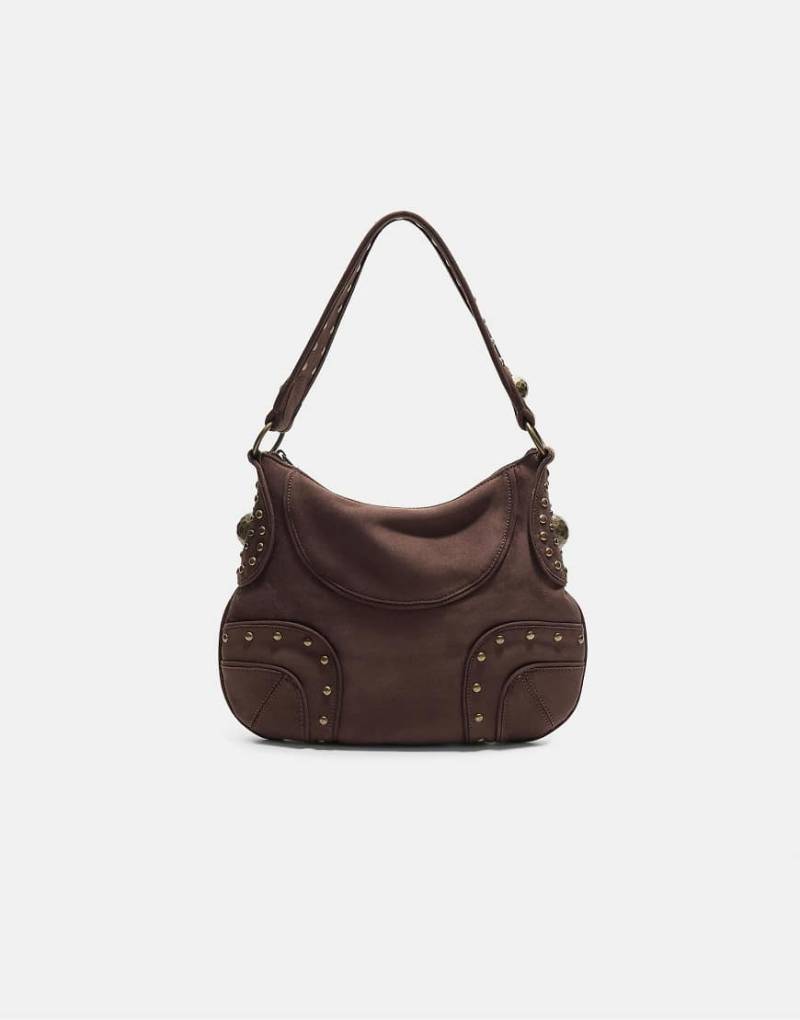 Stradivarius - Schultertasche in Braun mit Nietendetail-Brown von Stradivarius