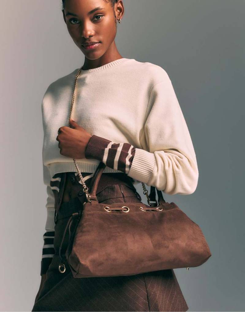 Stradivarius - Schultertasche in Braun mit Ösen-Brown von Stradivarius