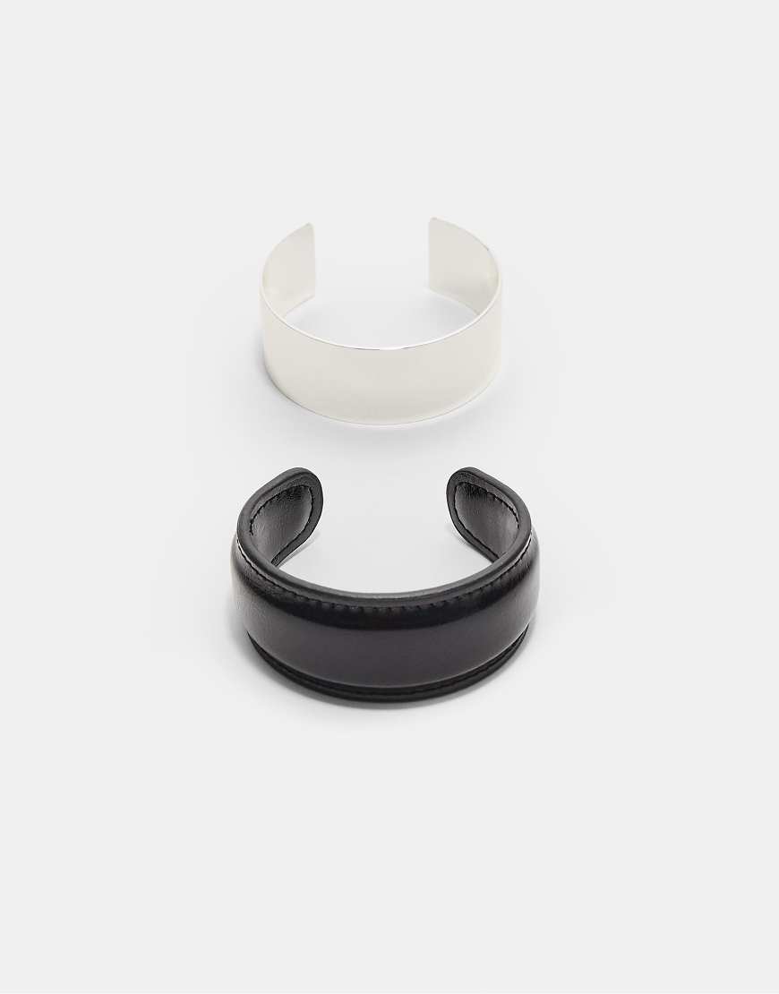 Stradivarius - Set mit 2 abgestimmten Armbändern in Grau von Stradivarius