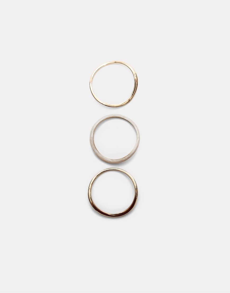 Stradivarius - Set mit 3 emaillierten Armreifen in Gold-Optik-Gelb von Stradivarius