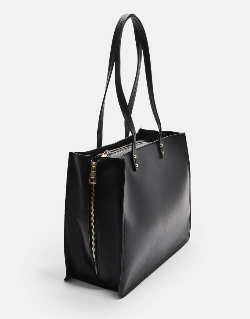 Stradivarius - Shopper in Schwarz mit seitlichem Reißverschluss von Stradivarius