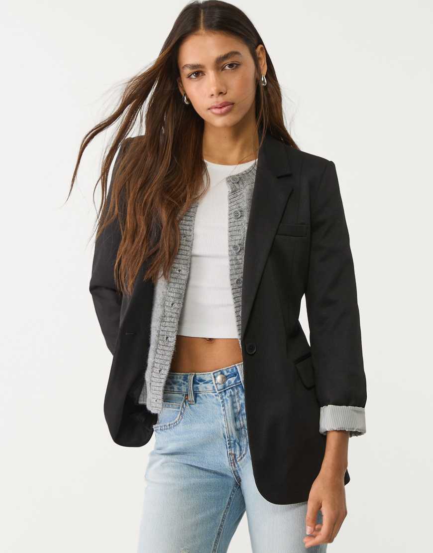Stradivarius - Slim-Fit-Blazer in Schwarz von Stradivarius