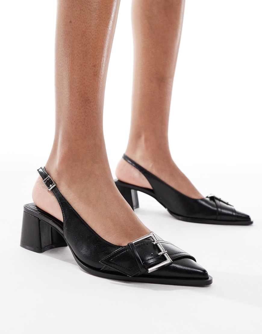 Stradivarius - Slingback-Schuh in Schwarz mit Absatz und Schnallendetail von Stradivarius