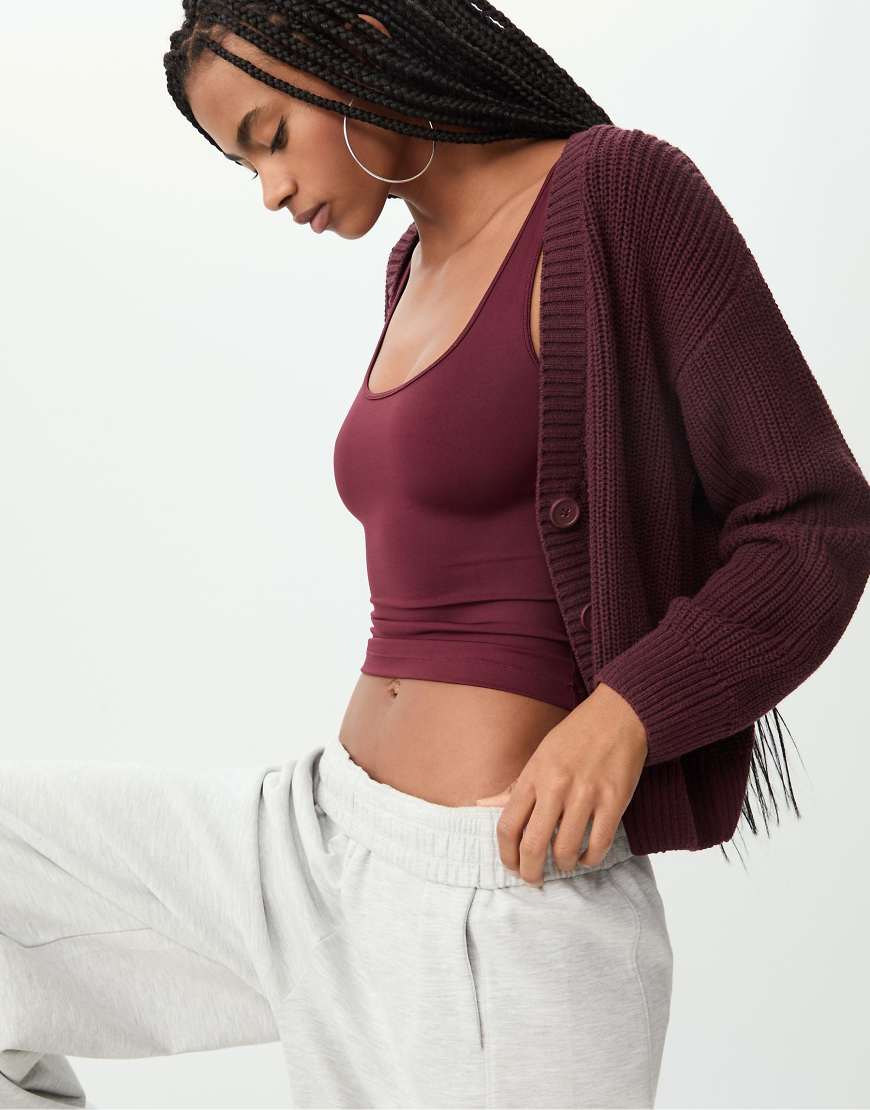 Stradivarius - Strickjacke in Rot mit Knopfleiste von Stradivarius