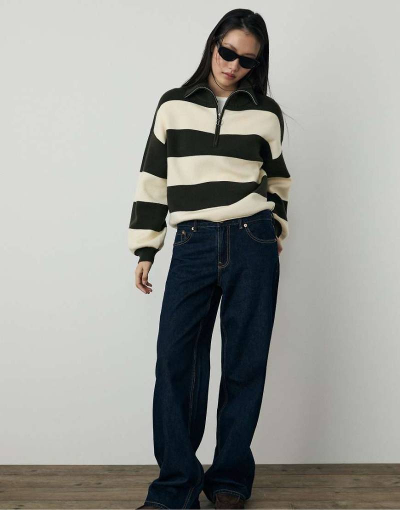 Stradivarius - Strickpullover in Grün mit Reißverschluss von Stradivarius