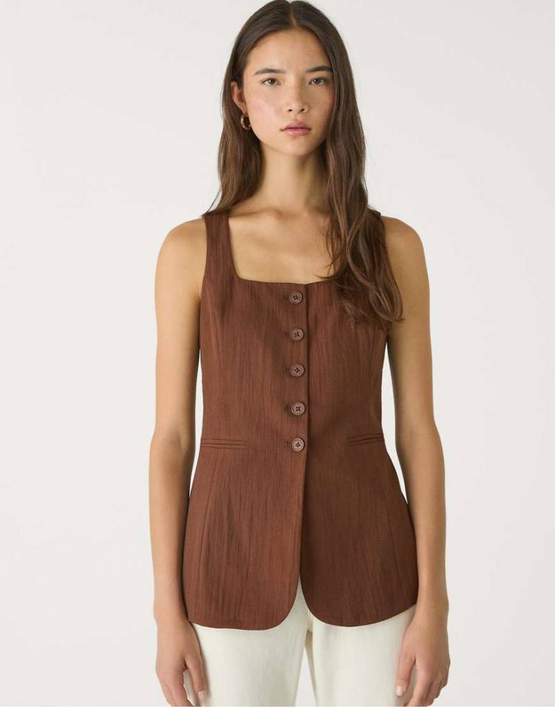 Stradivarius - Strukturierte Weste in Braun von Stradivarius