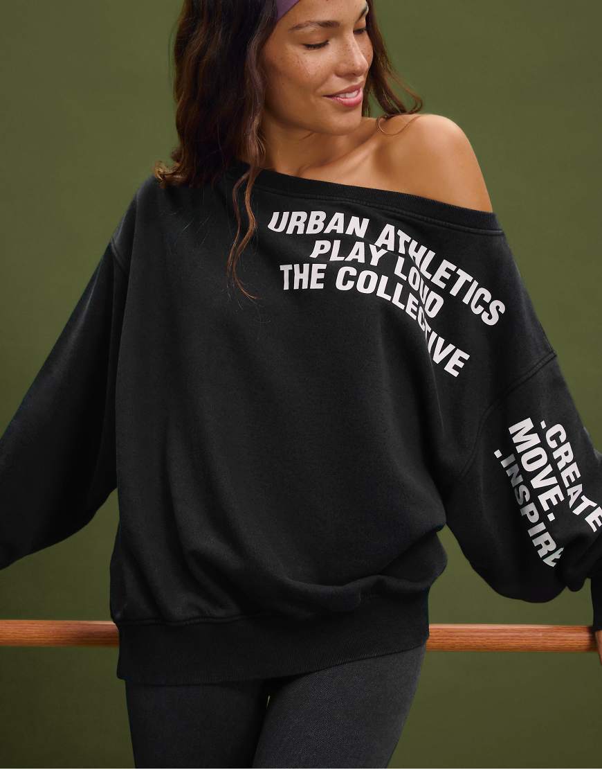 Stradivarius - Sweatshirt in Dunkelgrau mit Print und verblasstem Effekt von Stradivarius