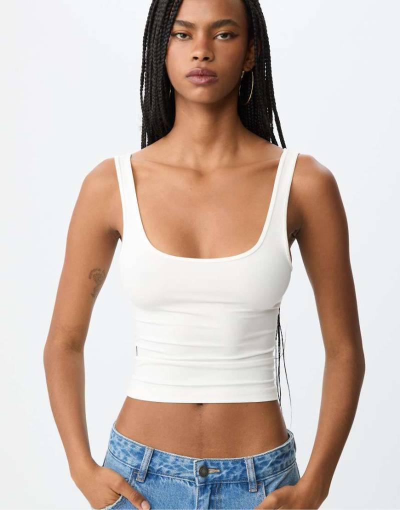 Stradivarius - T-Shirt in Ecru mit aus Polyamid-Weiß von Stradivarius