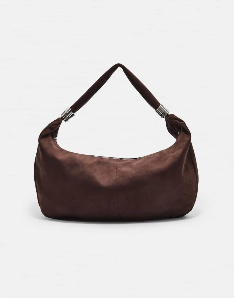 Stradivarius - Tasche in Braun aus Wildlederimitat mit Ringen-Brown von Stradivarius