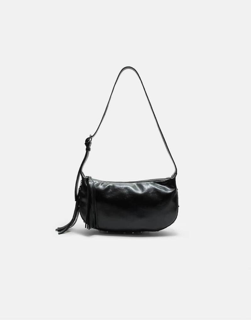 Stradivarius - Tasche in Schwarz mit Fransen und Nietenbesatz von Stradivarius