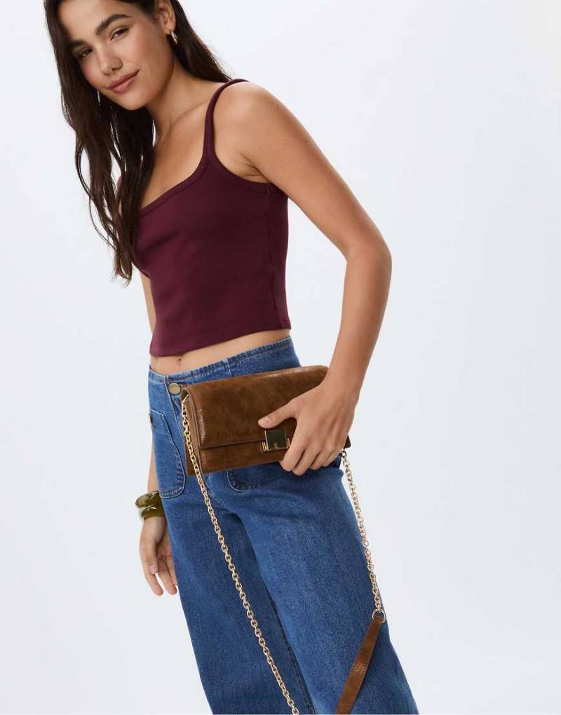 Stradivarius - Umhängetasche in Braun mit Metallverschluss-Brown von Stradivarius