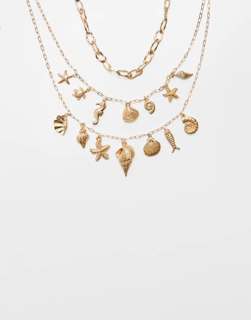 Stradivarius - Under The Sea - 2er-Pack Halsketten in Gold-Gelb von Stradivarius