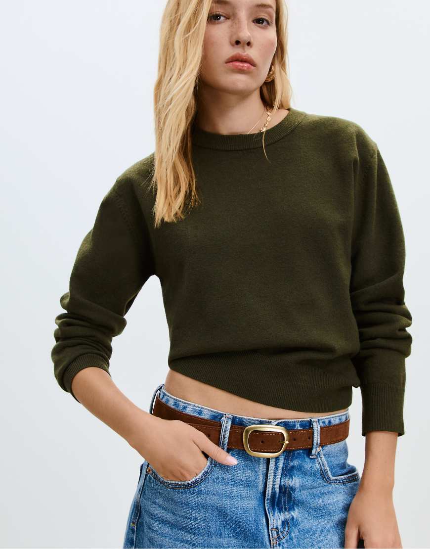 Stradivarius - Weicher Basic-Strickpullover in Grün von Stradivarius