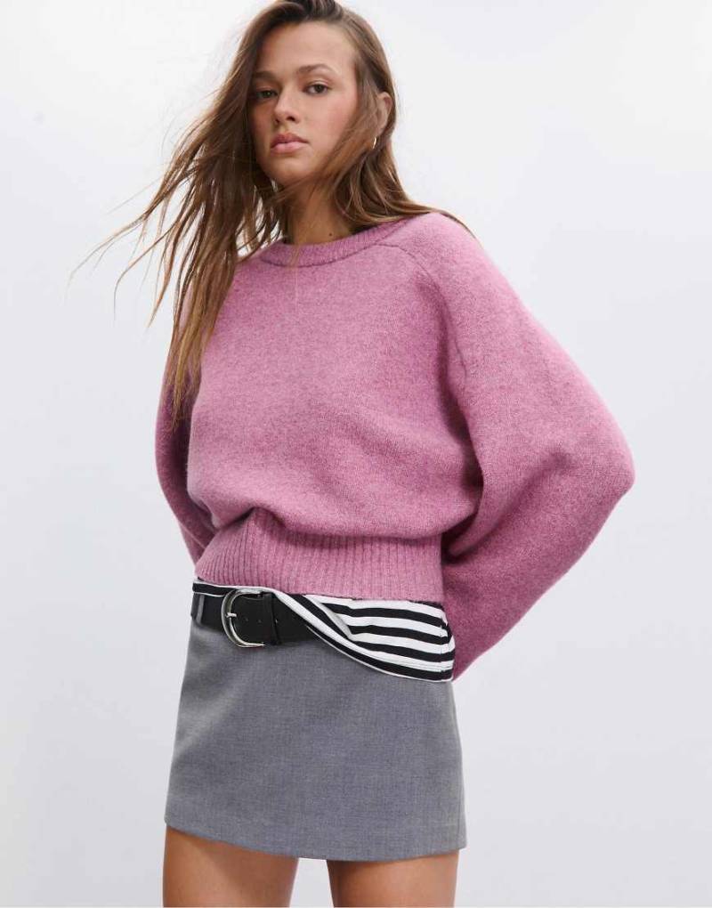 Stradivarius - Weicher Basic-Strickpullover in Mauve-Lila von Stradivarius