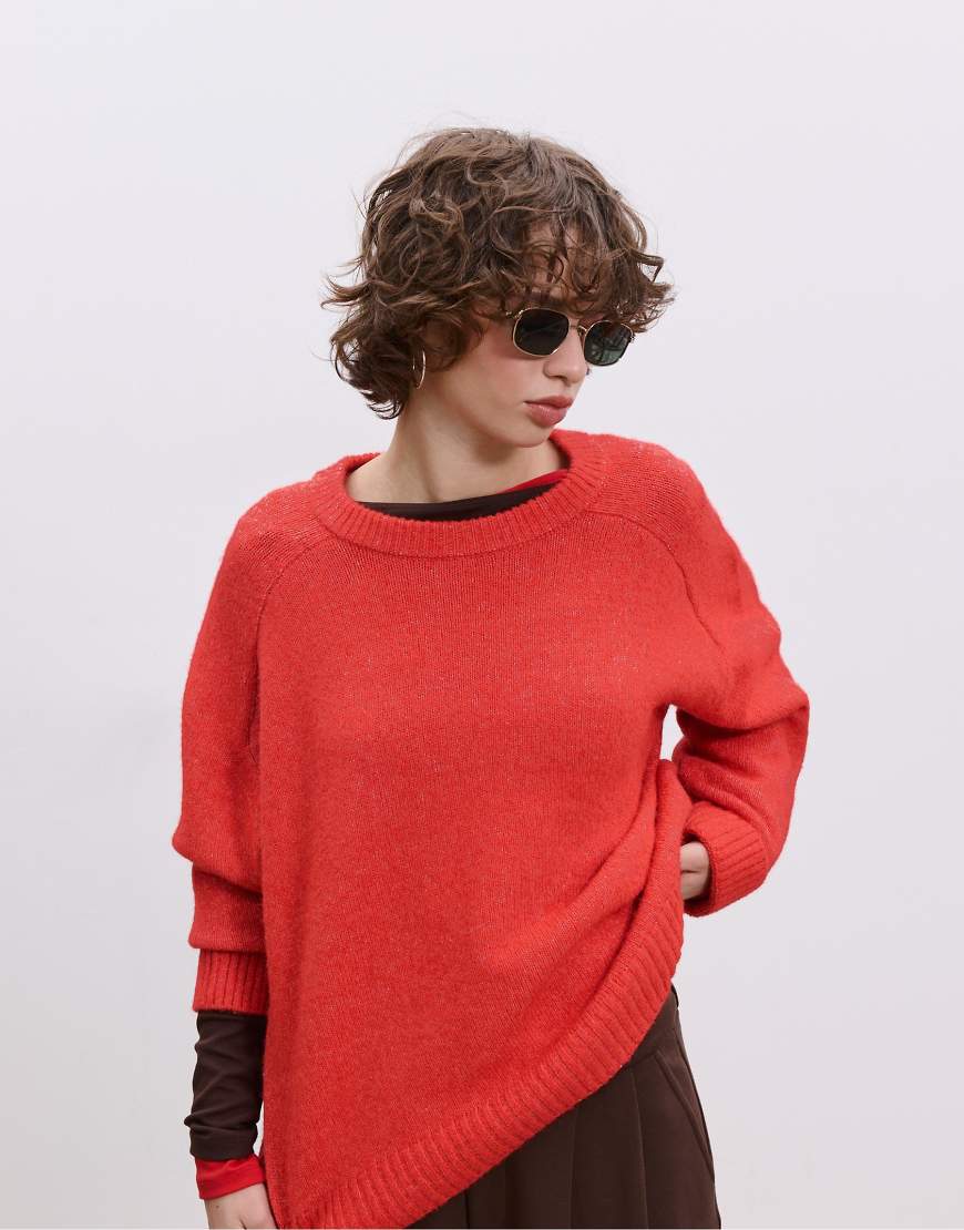 Stradivarius - Weicher Basic-Strickpullover in Rot von Stradivarius