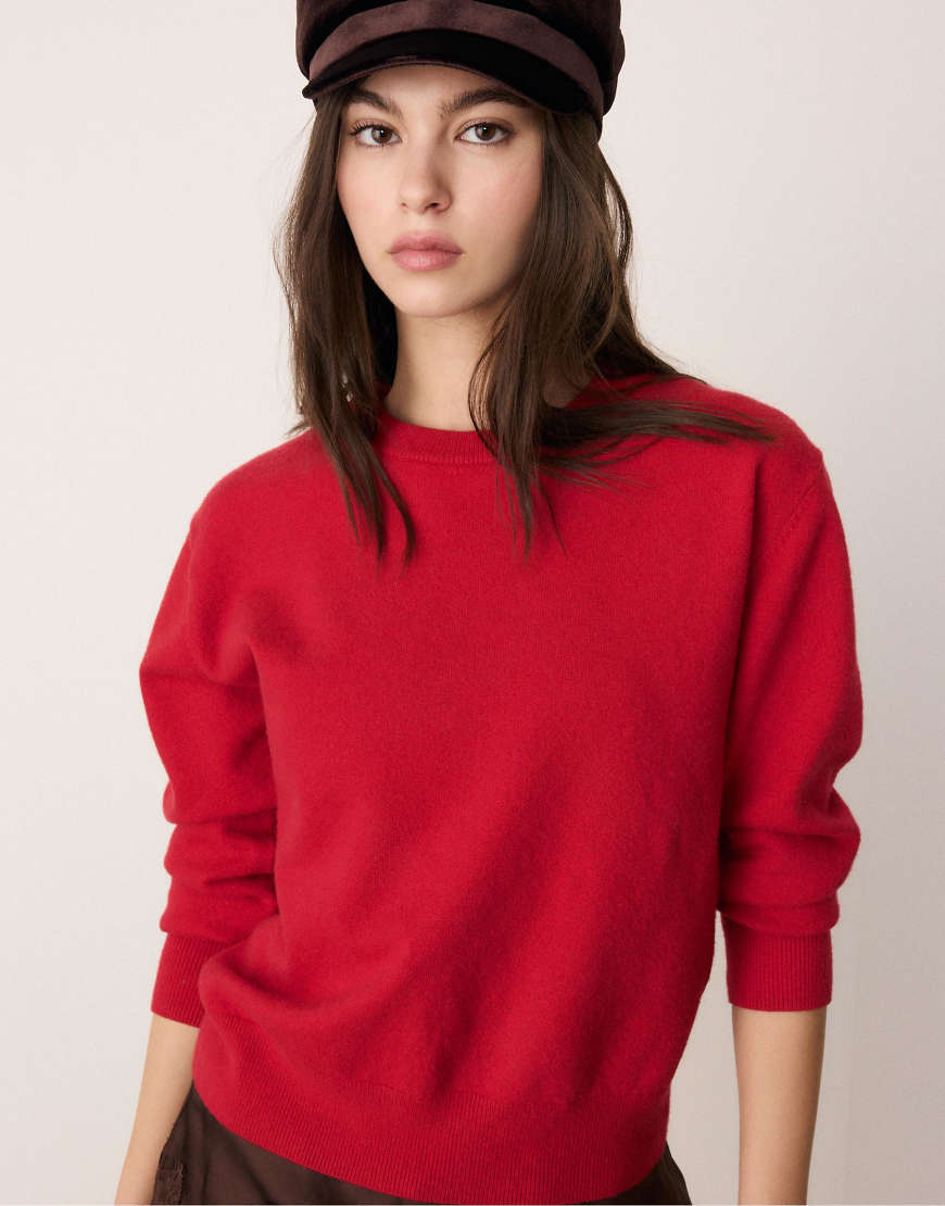 Stradivarius - Weicher Basic-Strickpullover in Rot von Stradivarius