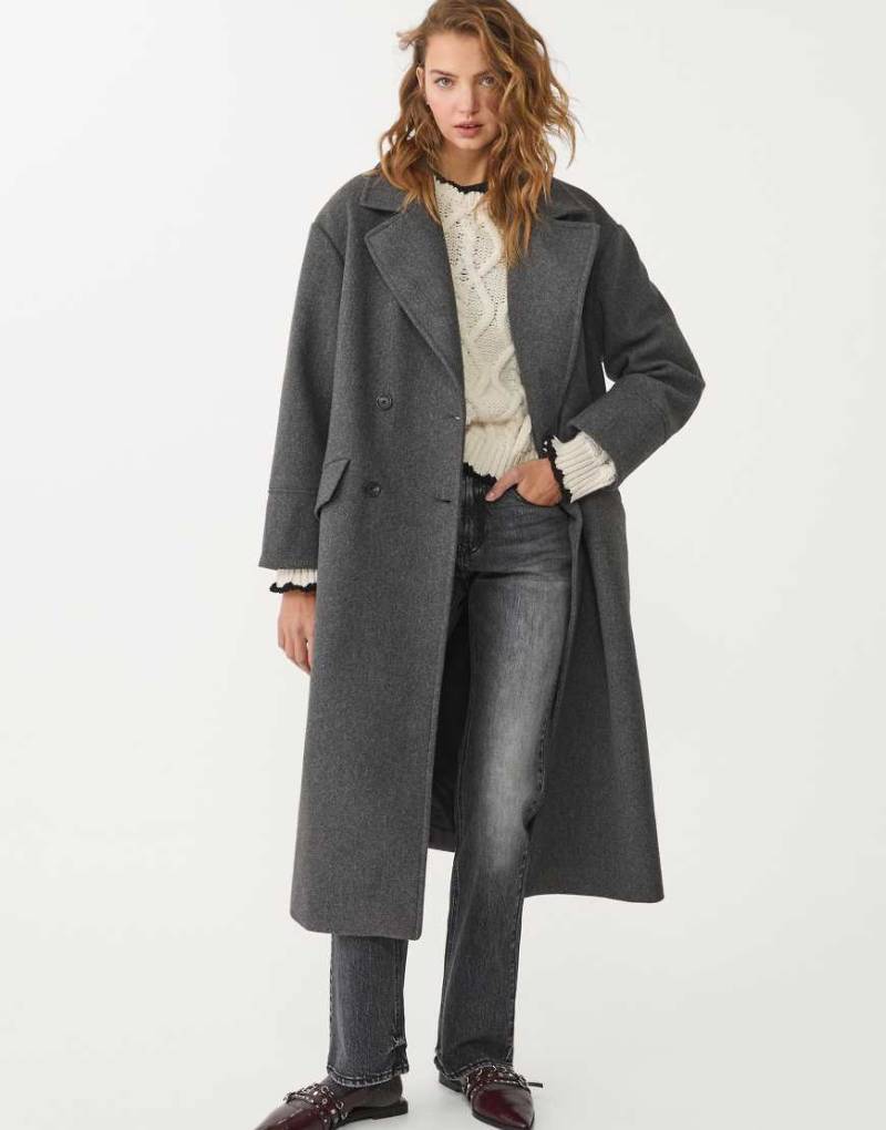 Stradivarius - Weicher Oversize-Mantel in Dunkelgrau von Stradivarius