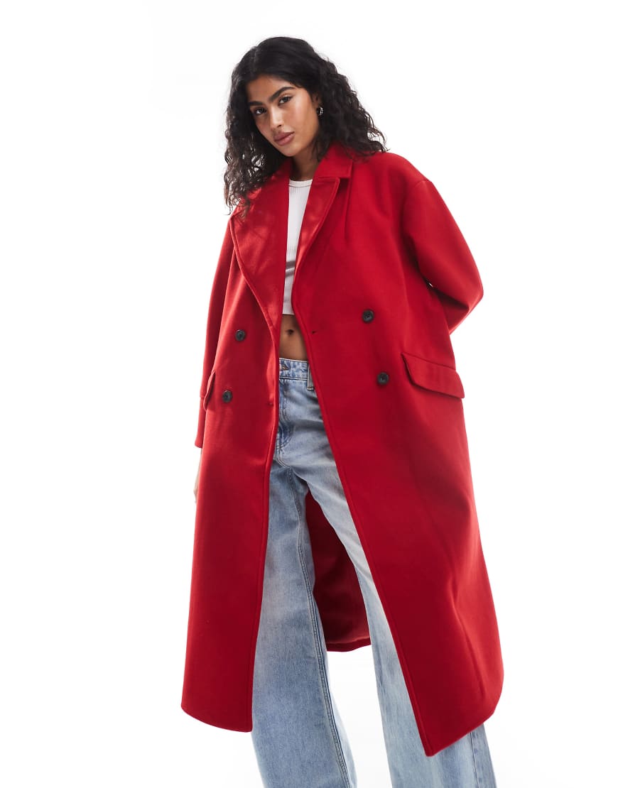 Stradivarius - Weicher Oversize-Mantel in Rot von Stradivarius