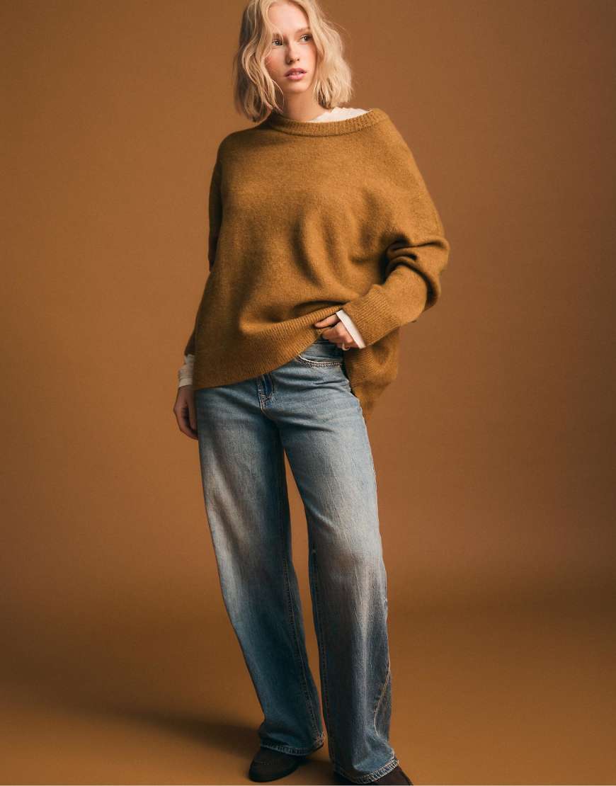 Stradivarius - Weicher Strickpullover in Ocker-Gelb von Stradivarius