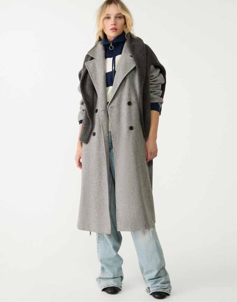 Stradivarius - Weicher Trenchcoat in grau meliert von Stradivarius