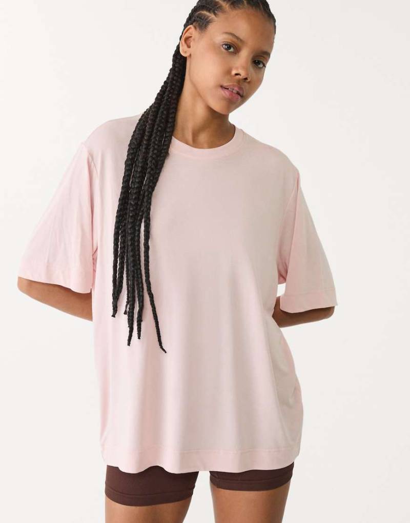 Stradivarius - Weiches Oversize-T-Shirt in Pastellrosa von Stradivarius