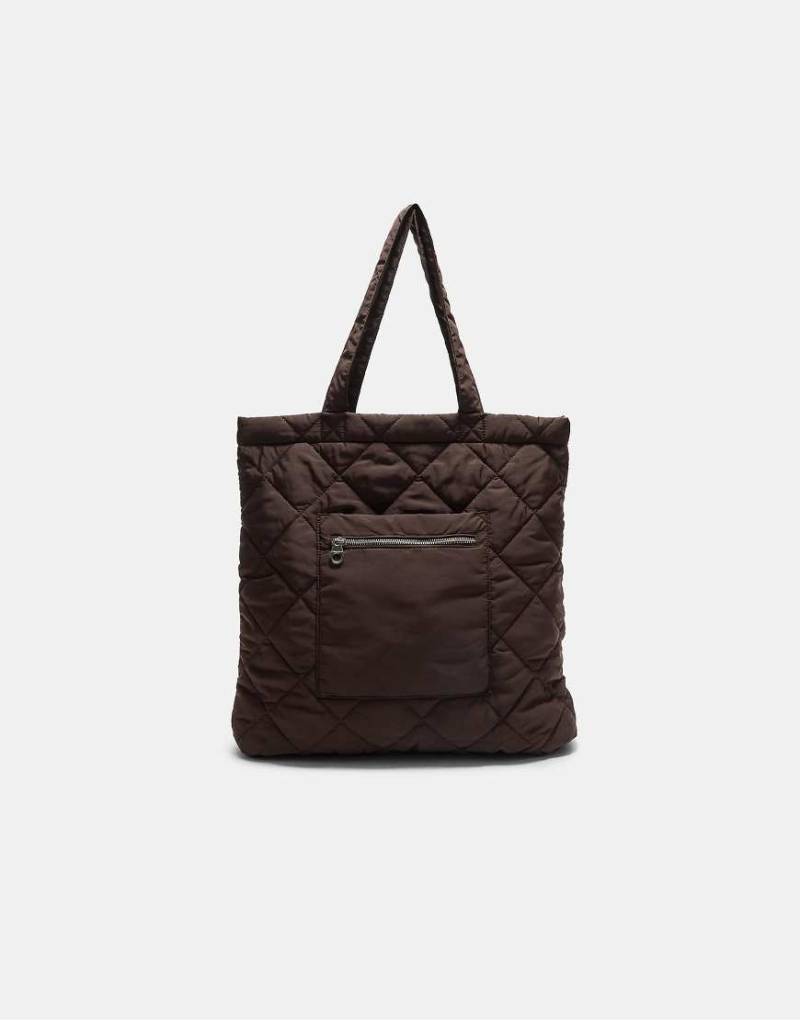 Stradivarius - Wendbarer, wattierter Shopper in Braun-Brown von Stradivarius