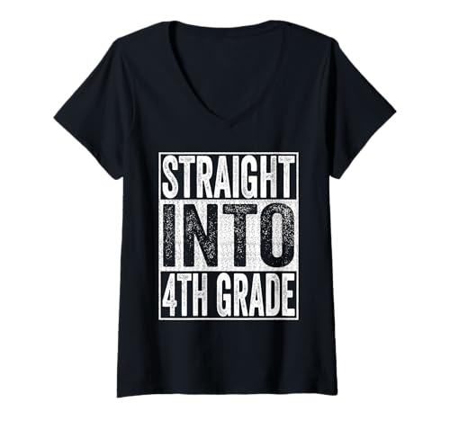 Damen Straight Into 4th Grade Shirt Back to School Fourth Grade T-Shirt mit V-Ausschnitt von Straight Into Fourth Grade Teacher Student Shirts