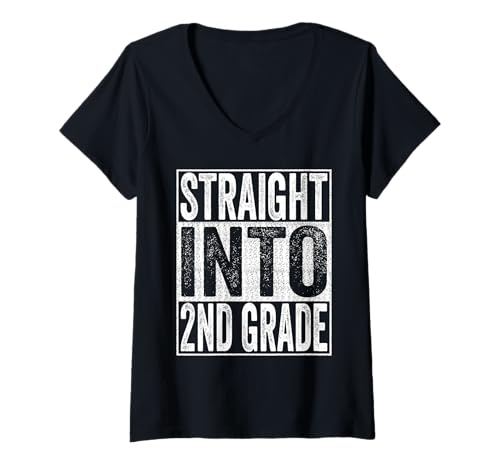 Damen Straight Into 2nd Grade Shirt Back to School Second Grade T-Shirt mit V-Ausschnitt Damen Straight Into 2nd Grade Shirt Back to School Second Grade T-Shirt mit V-Ausschnitt von Straight Into Second Grade Teacher Student Shirts