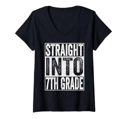Damen Straight Into 7th Grade Shirt Back to School Seventh Grade T-Shirt mit V-Ausschnitt Damen Straight Into 7th Grade Shirt Back to School Seventh Grade T-Shirt mit V-Ausschnitt von Straight Into Seventh Grade Teacher Student Shirts