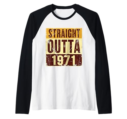 Straight Outta 1971 Geburtstag Herren Damen Distressed Vintage Raglan von Straight Outta 1971 Birthday Mens Womens Products