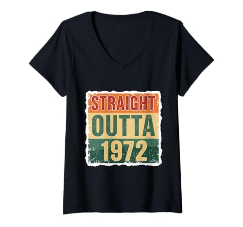 Damen Straight Outta 1972 Geburtstag Herren Damen Distressed Vintage T-Shirt mit V-Ausschnitt von Straight Outta 1972 Birthday Mens Womens Products