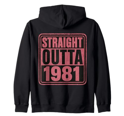 Straight Outta 1981 Geburtstag Damen Distressed Funny Kapuzenjacke von Straight Outta 1981 Birthday Womens Products