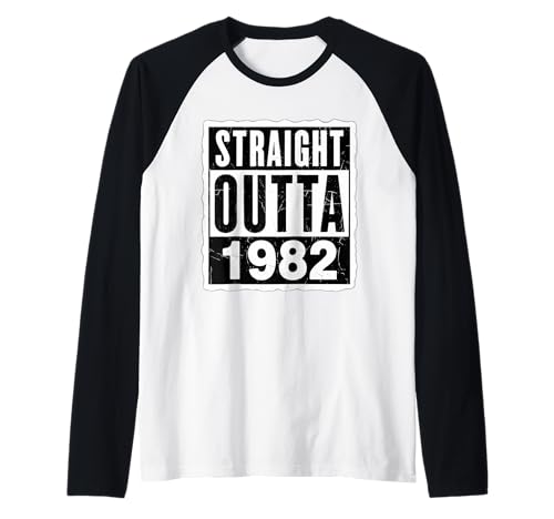 Straight Outta 1982 Geburtstag Damen Herren Distressed Vintage Raglan von Straight Outta 1982 Birthday Mens Womens Products
