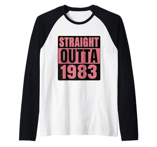 Straight Outta 1983 Geburtstag Damen Lady Distressed Vintage Raglan von Straight Outta 1983 Birthday Womens Products