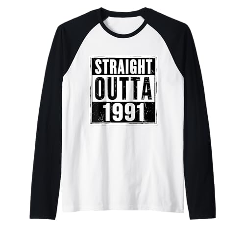 Straight Outta 1991 Geburtstag Damen Herren Distressed Funny Raglan von Straight Outta 1991 Birthday Mens Womens Products