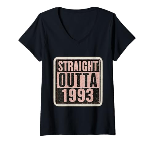 Damen Straight Outta 1993 Geburtstag Damen Distressed Funny T-Shirt mit V-Ausschnitt von Straight Outta 1993 Birthday Womens Products