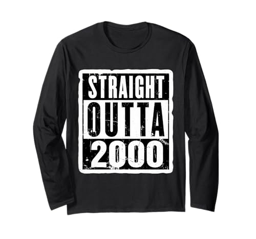 Straight Outta 2000 Birthday Damen Herren Distressed Funny Langarmshirt von Straight Outta 2000 Birthday Womens Mens Products