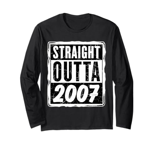 Straight Outta 2007 Geburtstag Damen Herren Distressed Funny Langarmshirt von Straight Outta 2007 Birthday Womens Mens Products