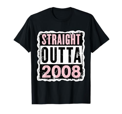 Straight Outta 2008 Geburtstag Damen Mädchen Distressed Funny T-Shirt Straight Outta 2008 Geburtstag Damen Mädchen Distressed Funny T-Shirt von Straight Outta 2008 Birthday Womens Girls Products