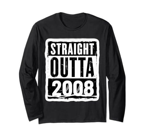 Straight Outta 2008 Geburtstag Damen Herren Distressed Funny Langarmshirt von Straight Outta 2008 Birthday Womens Mens Products