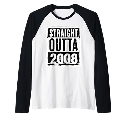 Straight Outta 2008 Geburtstag Damen Herren Distressed Funny Raglan von Straight Outta 2008 Birthday Womens Mens Products