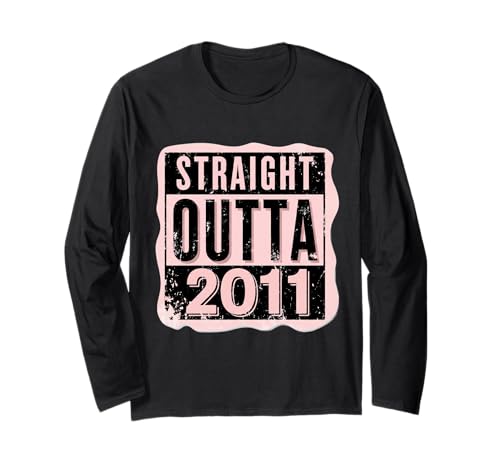Straight Outta 2011 Geburtstag Damen Mädchen Distressed Funny Langarmshirt von Straight Outta 2011 Birthday Womens Girls Products