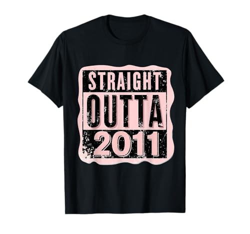 Straight Outta 2011 Geburtstag Damen Mädchen Distressed Funny T-Shirt von Straight Outta 2011 Birthday Womens Girls Products