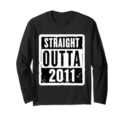 Straight Outta 2011 Geburtstag Damen Herren Distressed Funny Langarmshirt von Straight Outta 2011 Birthday Womens Mens Products