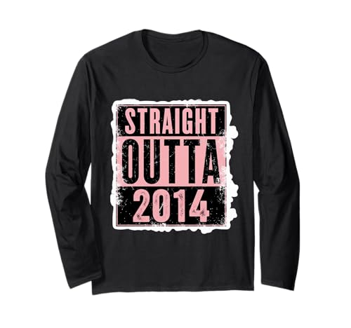 Straight Outta 2014 Geburtstag Damen Mädchen Distressed Funny Langarmshirt von Straight Outta 2014 Birthday Womens Girls Products