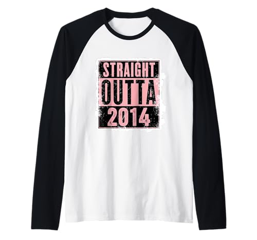 Straight Outta 2014 Geburtstag Damen Mädchen Distressed Funny Raglan von Straight Outta 2014 Birthday Womens Girls Products