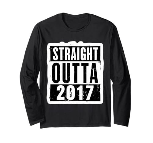 Straight Outta 2017 Geburtstag Damen Herren Distressed Funny Langarmshirt von Straight Outta 2017 Birthday Womens Mens Products