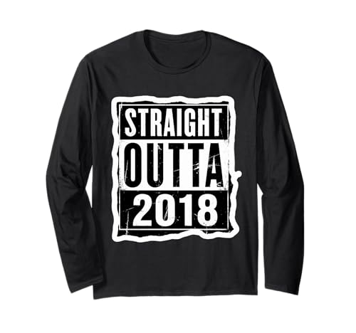 Straight Outta 2018 Geburtstag Damen Herren Distressed Funny Langarmshirt von Straight Outta 2018 Birthday Womens Mens Products